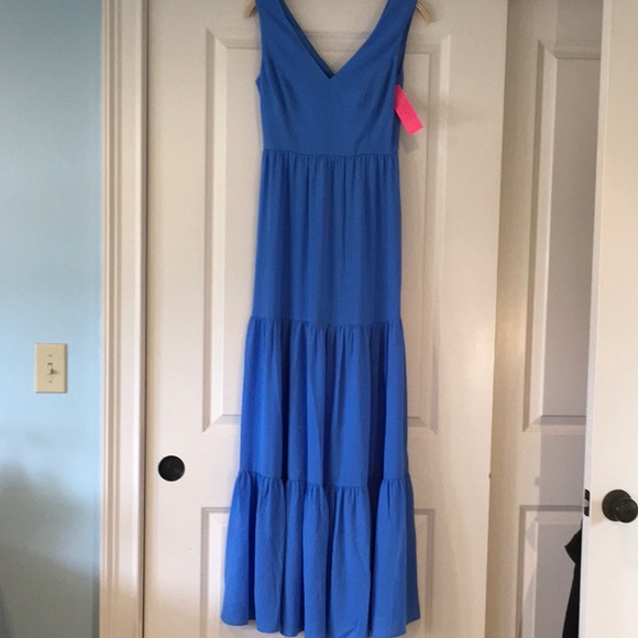 summer linen maxi dresses Slate Blue Loose Linen Maxi Dress from NikkaPlace